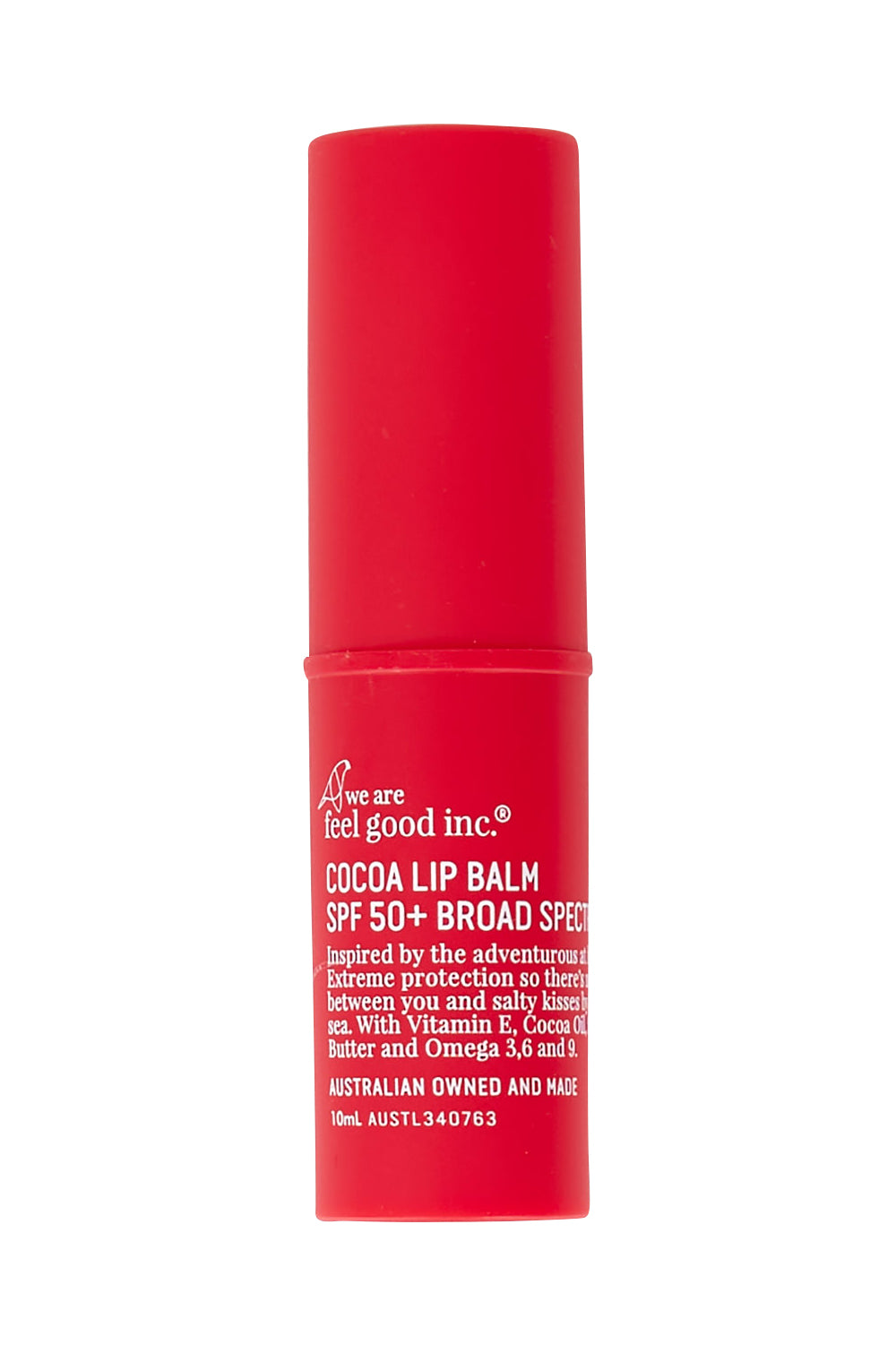 Product shot of the Signature Lip Balm SPF 50+ in colour Cocoalip (Red), from the front