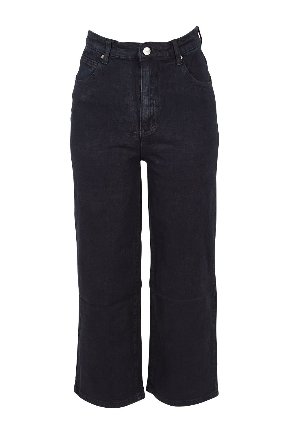 Product shot of the Steph High Rise Wide Leg Jean in colour Black (Black), from the front