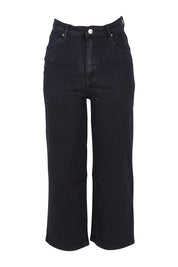 Product shot of the Steph High Rise Wide Leg Jean in colour Black (Black), from the front