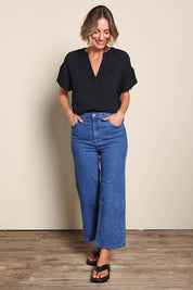 Genevieve High Rise Wide Leg Jean - Denim