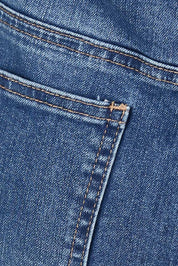 Product shot of the Angie Wide Leg Jean in colour Denim (Blue), detail