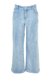 Product shot of the Jane Highin colourWaisted Wide Leg Jean - Lightdenim (Blue), from the front