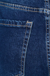 Product shot of the Tilly High-Waisted Straight Leg Jean - Middenim in colour Middenim, showing detail