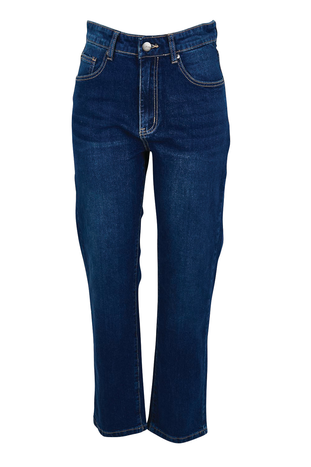 Product shot of the Tilly High-Waisted Straight Leg Jean - Middenim in colour Middenim, from the front