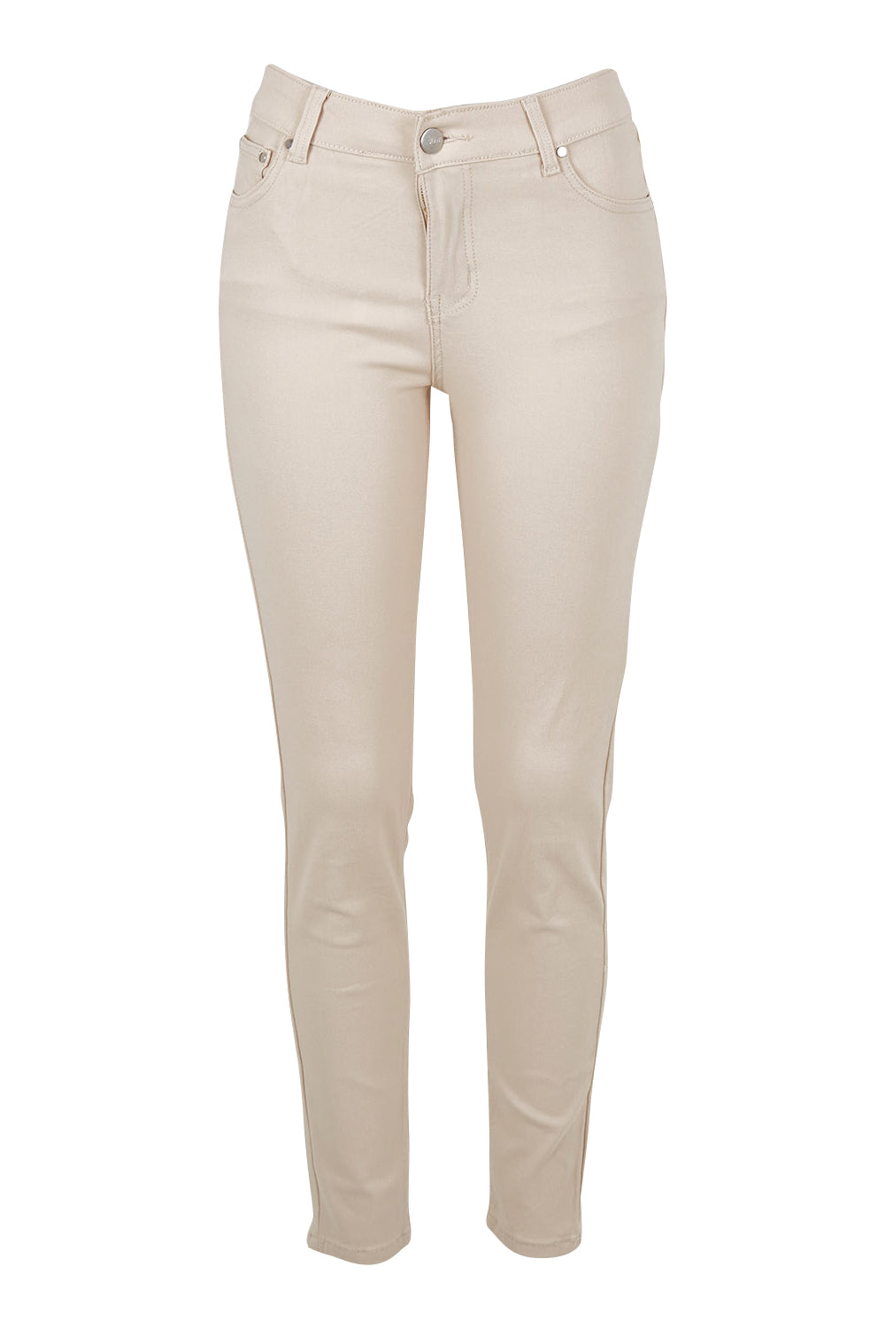 Product shot of the Raven Skinny in colour Cream (White), from the front