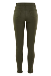 Product shot of the Sutton High Rise Skinny Jean in colour Khaki (Green), from the back