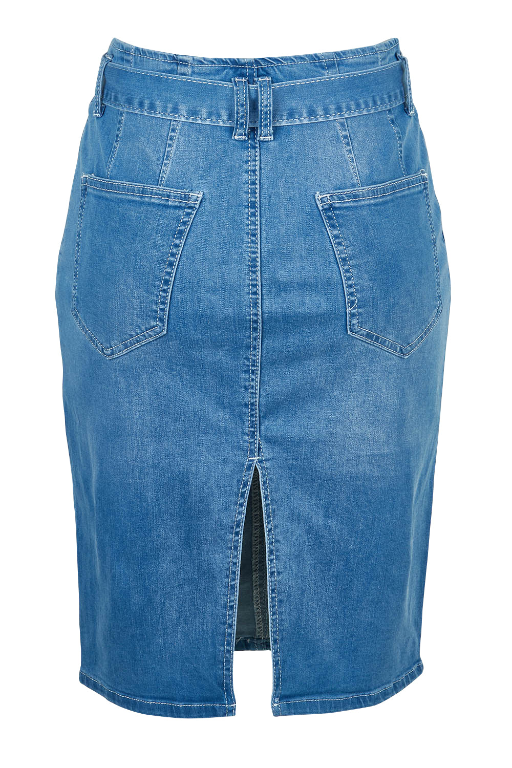 Product shot of the Alexis Highin colourWaisted Skirt - Lightblue (Blue), from the back