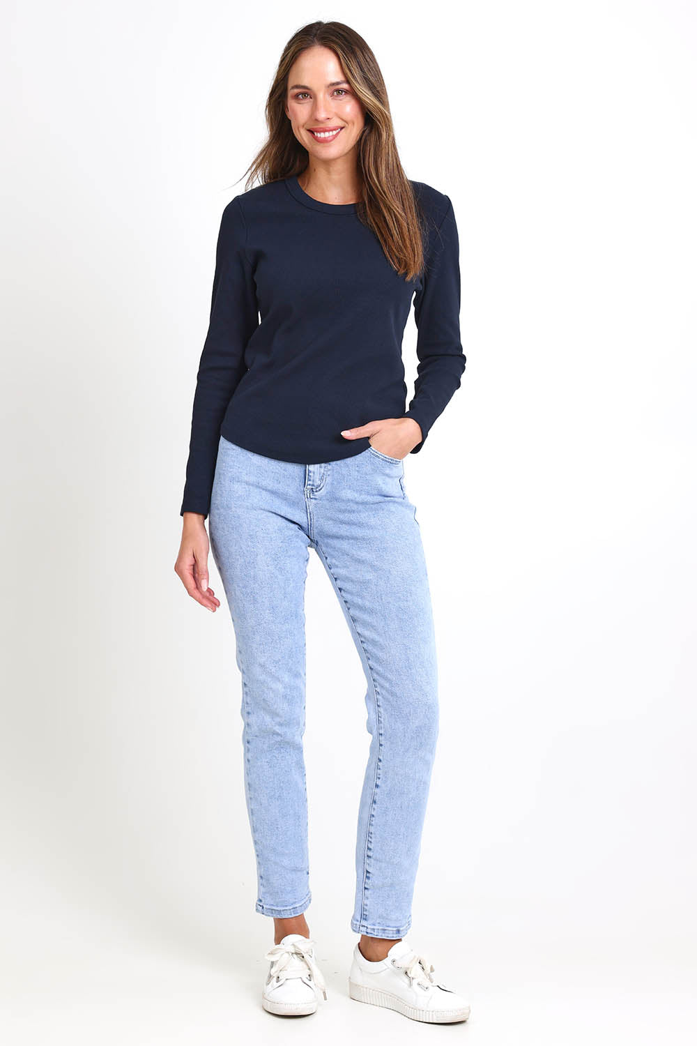 Ava High-Waisted Straight Leg Jean - Lightdenim