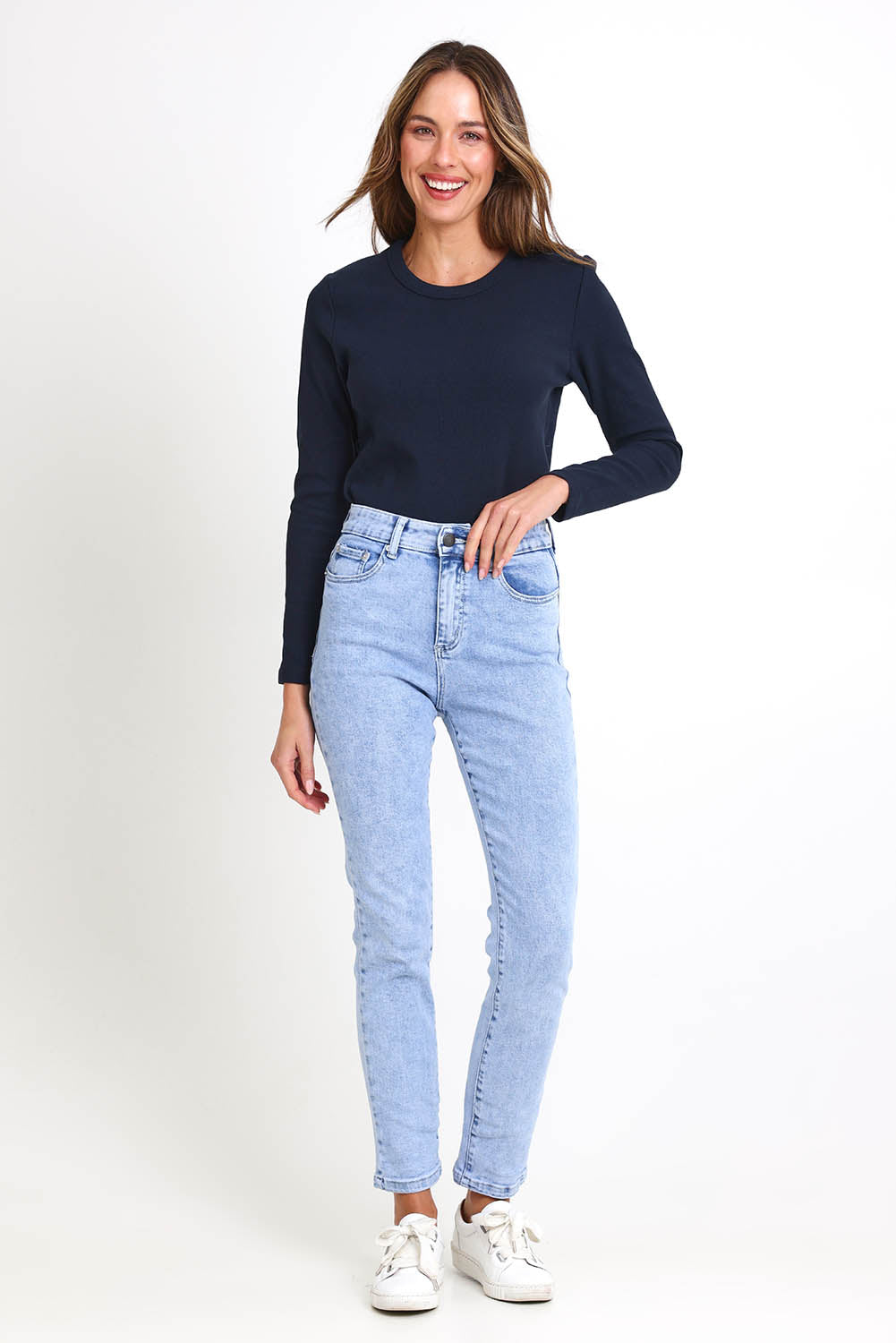 Ava High-Waisted Straight Leg Jean - Lightdenim