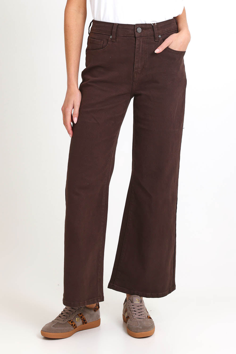 Elsie High-Waisted Wide Leg Jean - Chocolate