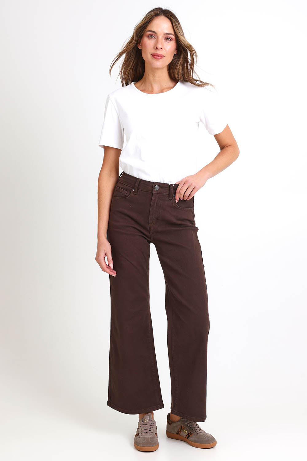 Elsie High-Waisted Wide Leg Jean - Chocolate