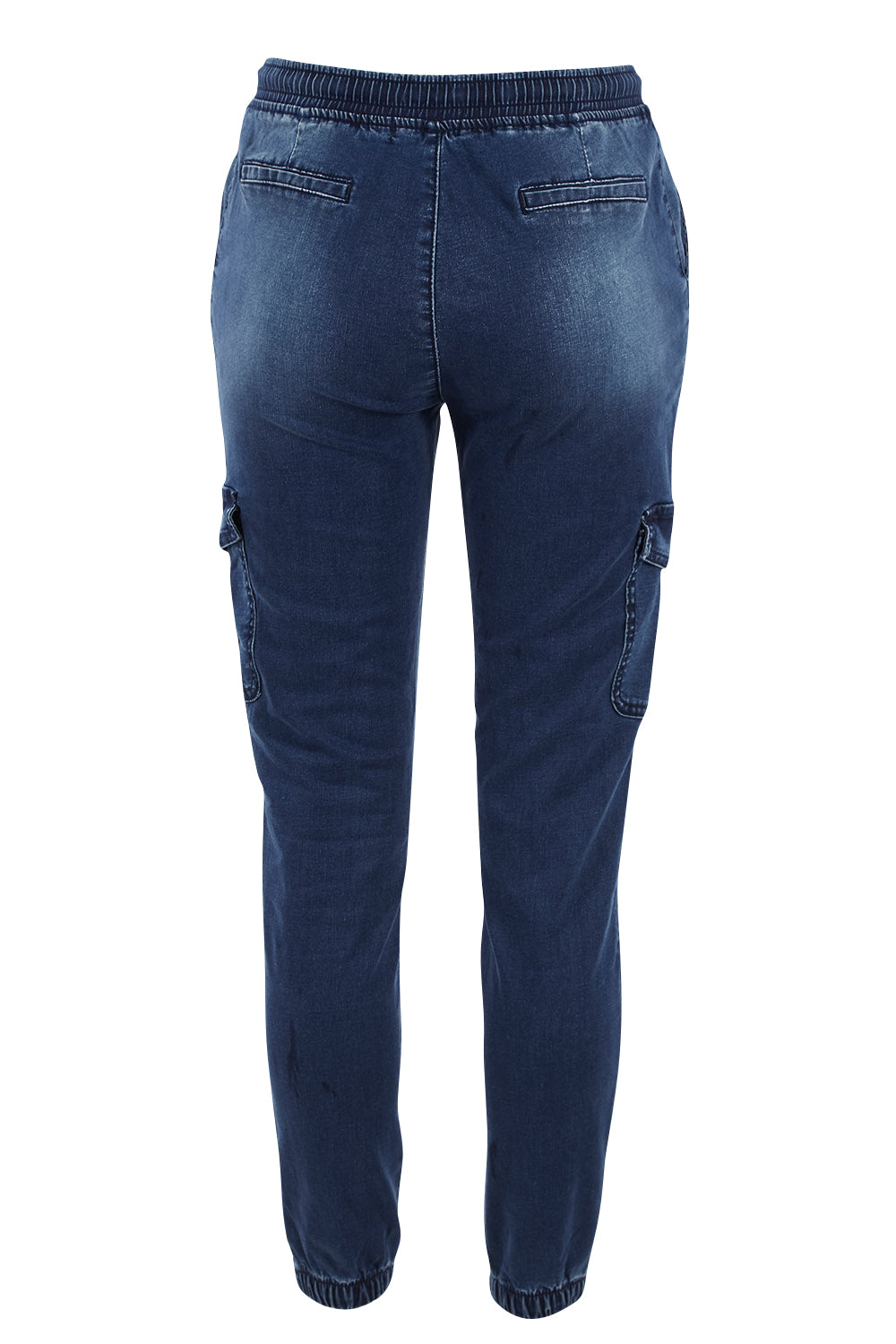 Product shot of the Harlow Cargo Jogger in colour Darkdenim (Blue), from the back