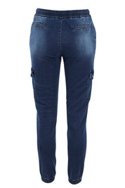 Product shot of the Harlow Cargo Jogger in colour Darkdenim (Blue), from the back