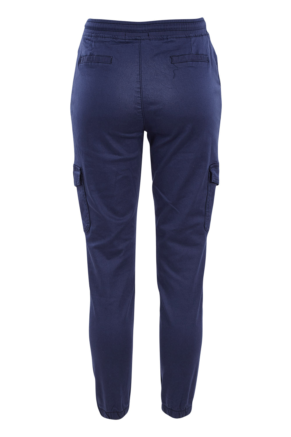 Product shot of the Harlow Cargo Jogger in colour Navy (Blue), from the back