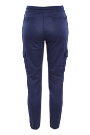 Product shot of the Harlow Cargo Jogger in colour Navy (Blue), from the back