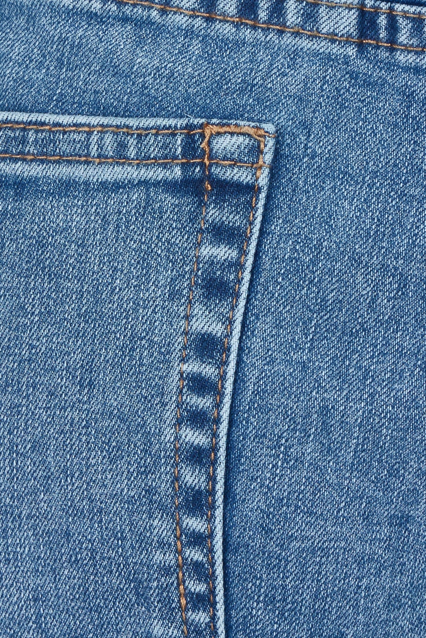 Product shot of the Charlotte High Waisted Front Pocket Wide Leg Jean in colour Middenim (Blue), detail