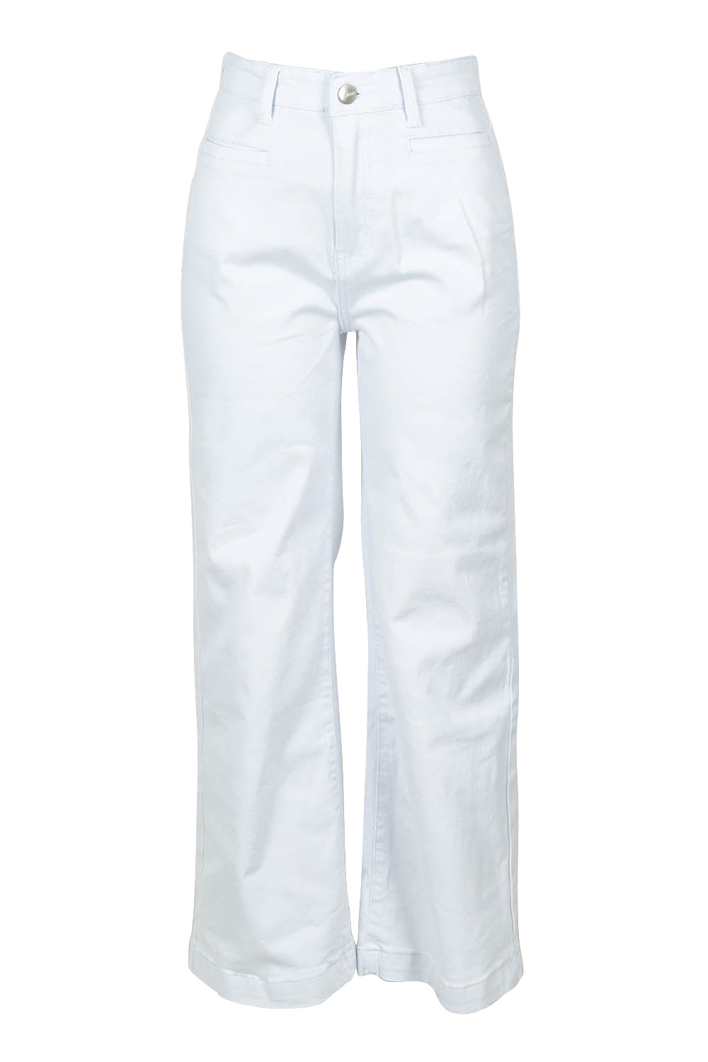 Product shot of the Hayley Highin colourWaisted Wide Leg Jean - White (White), from the front
