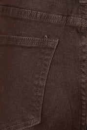 Product shot of the Katie High-waisted Front Pocket Wide Leg Jean - Chocolate in colour Chocolate, showing detail