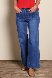 Katie High-Waisted Front Pocket Wide Leg Jean - Darkdenim