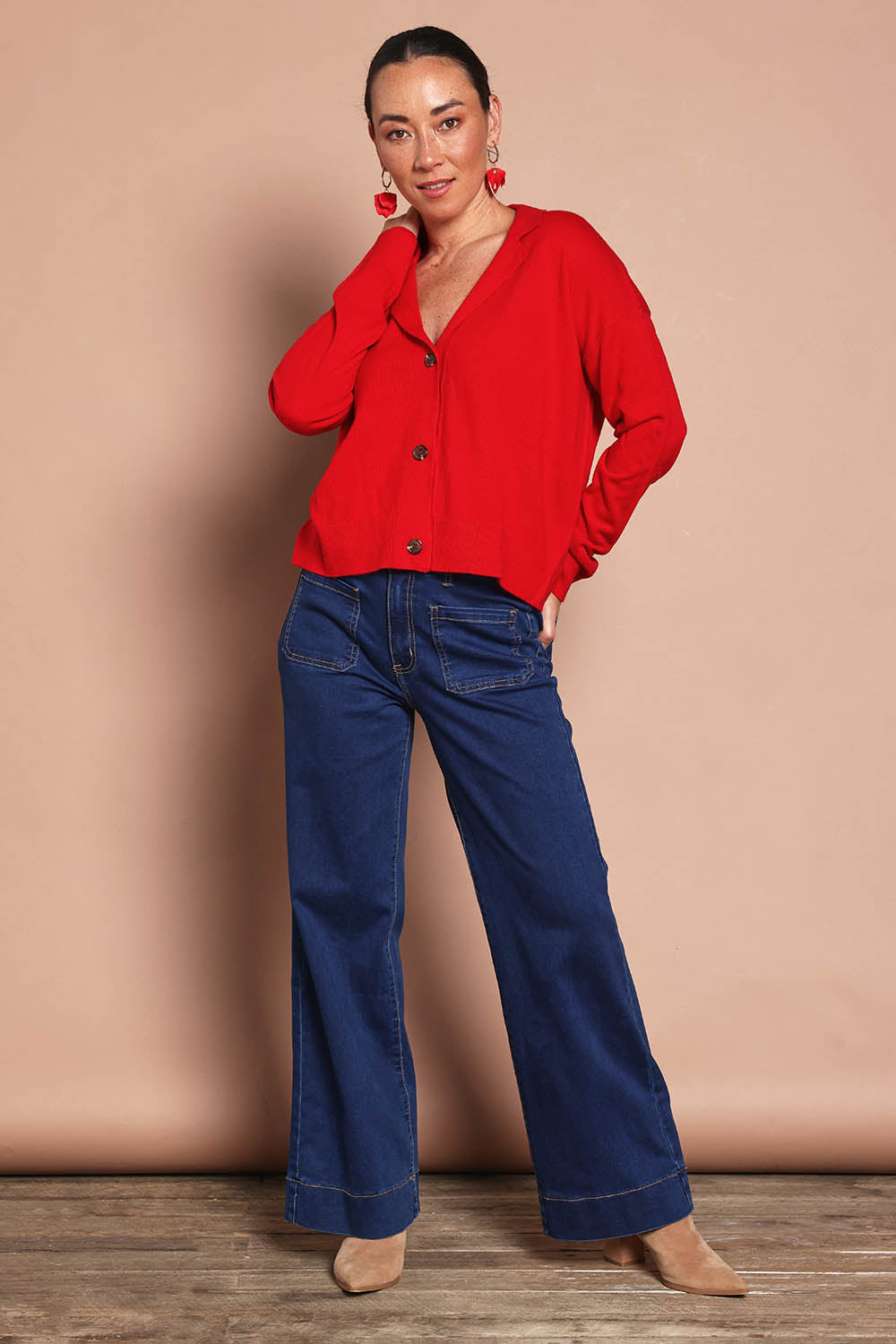 Katie High-Waisted Front Pocket Wide Leg Jean - Indigoden