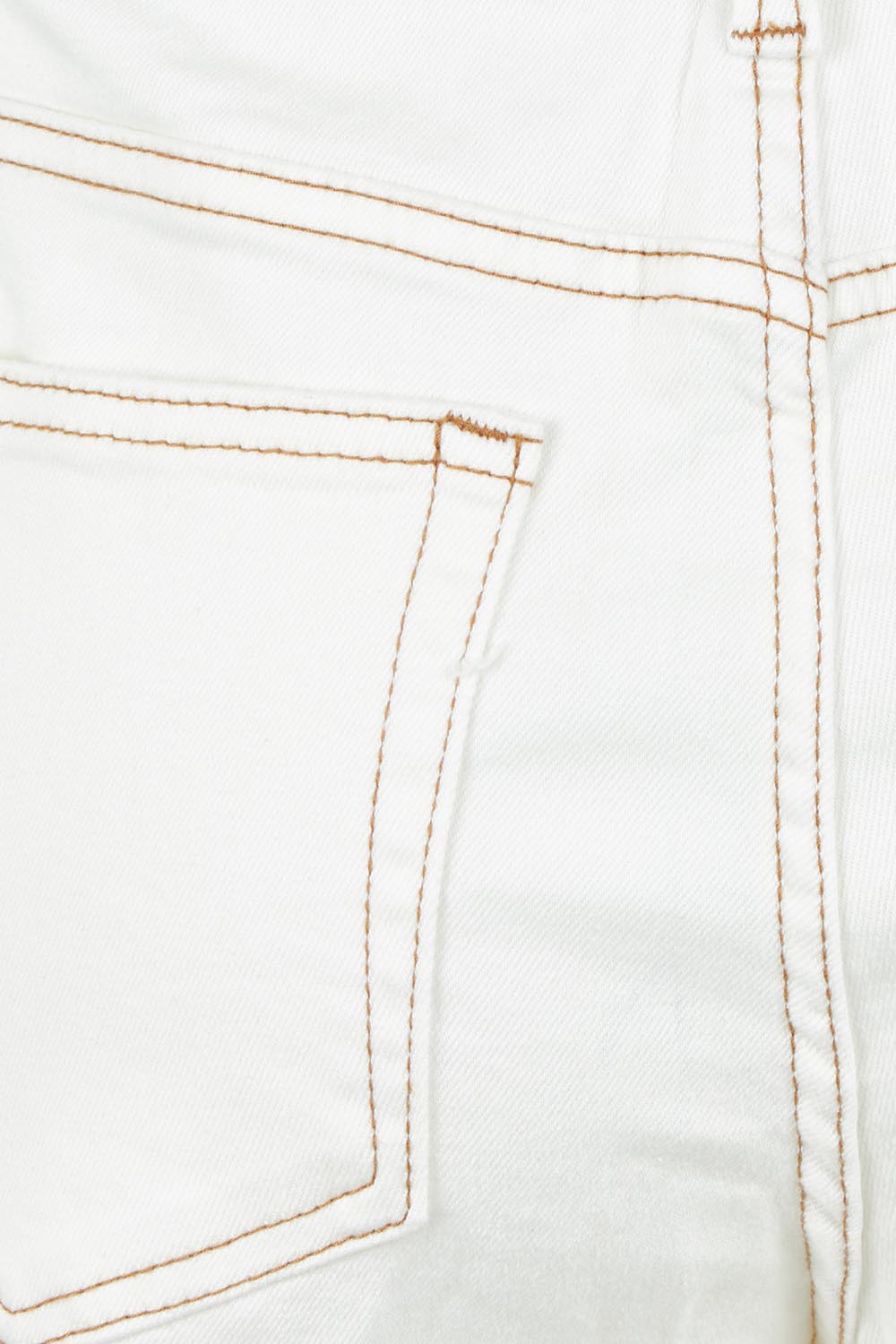 Product shot of the Katie Highin colourWaisted Front Pocket Wide Leg Jean - Whitstitch (White), detail