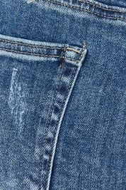Product shot of the Kerrie Frayed Hem Shorts in colour Dkdenim (Blue), detail