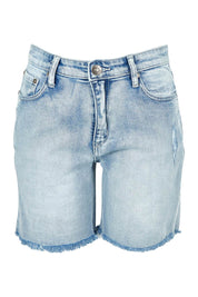 Product shot of the Kerrie Frayed Hem Shorts in colour Lightdenim (Blue), from the front