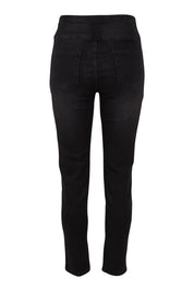 Product shot of the Paige Pull On Jean in colour Black (Black), from the back