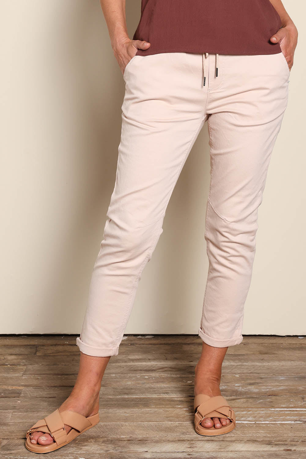 Robin Drawstring Pull On Pant - Beige