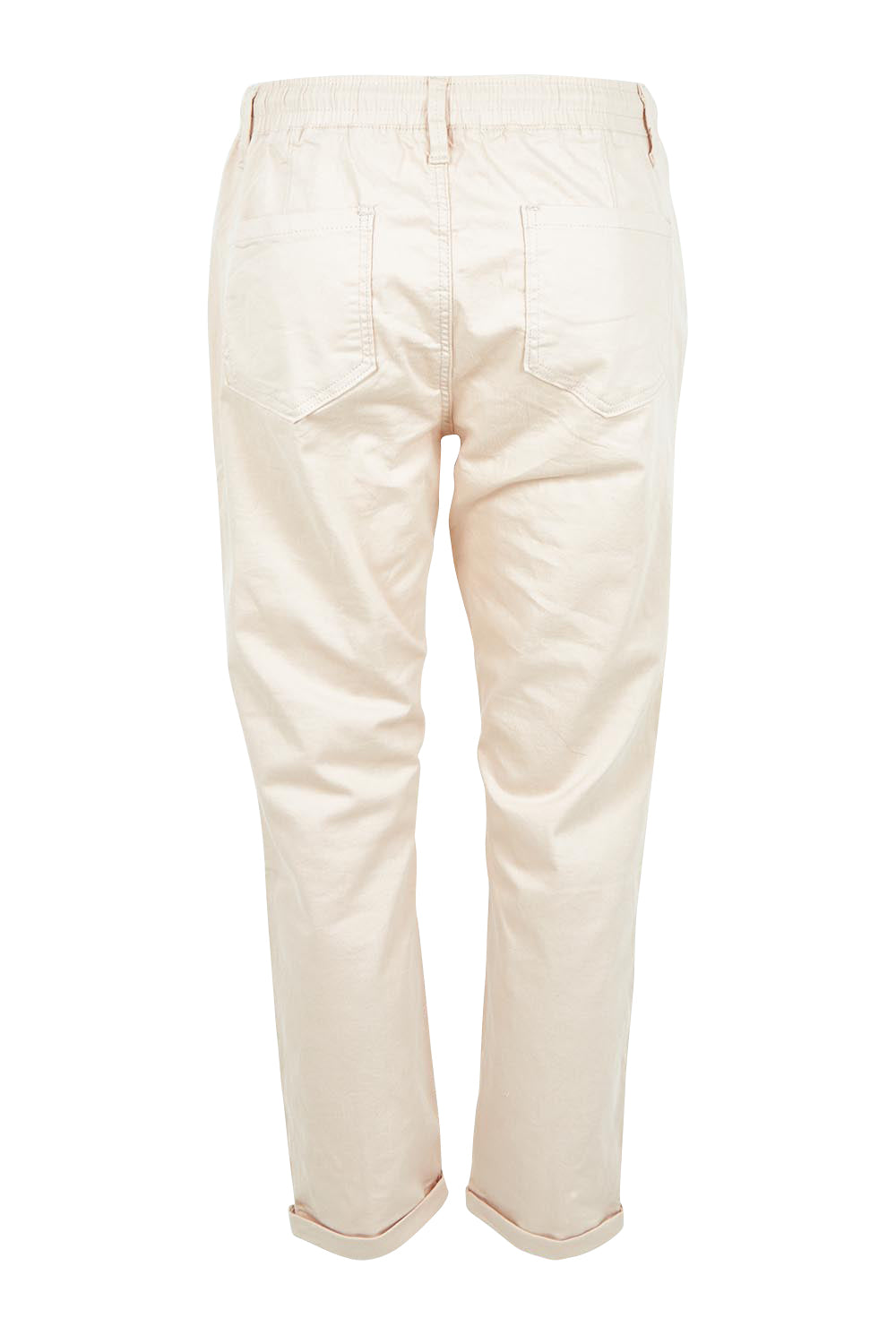 Product shot of the Robin Drawstring Pull On Pant in colour Beige, from the back