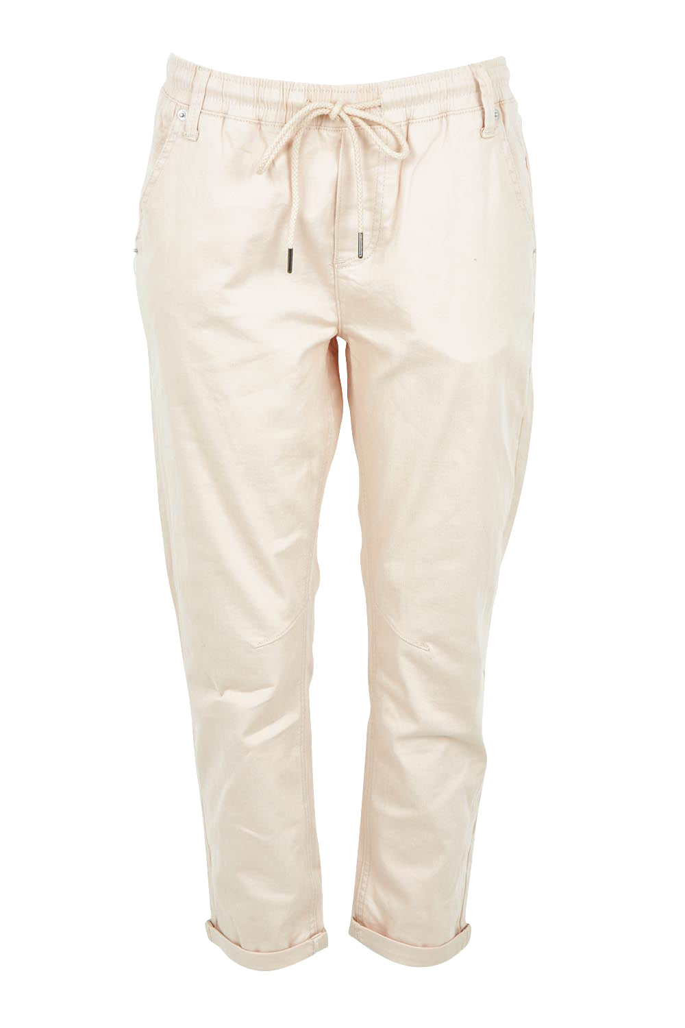 Product shot of the Robin Drawstring Pull On Pant in colour Beige, from the front