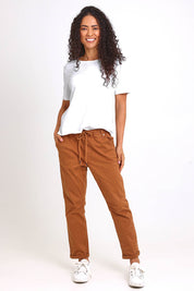 Robin Drawstring Pull On Pant - Chocolate