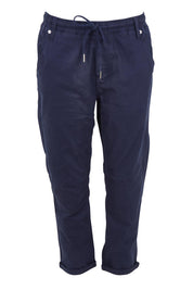 Product shot of the Robin Drawstring Pull On Pant in colour Navy (Blue), from the front