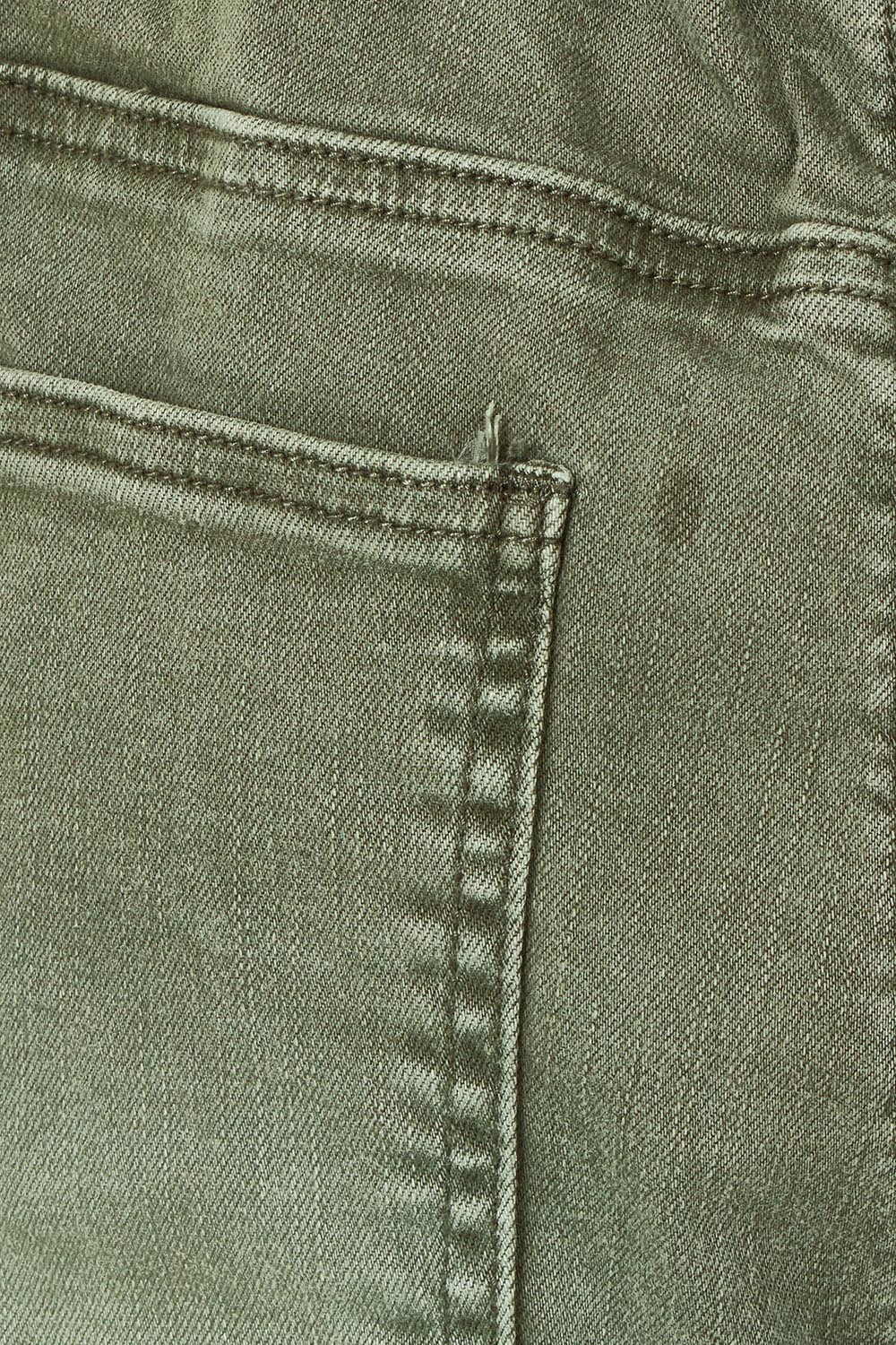 Product shot of the Rubi Pocket Barrel Jean in colour Khakiwash (Green), detail