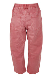 Product shot of the Rubi Pocket Barrel Jean in colour Red (Red), from the back