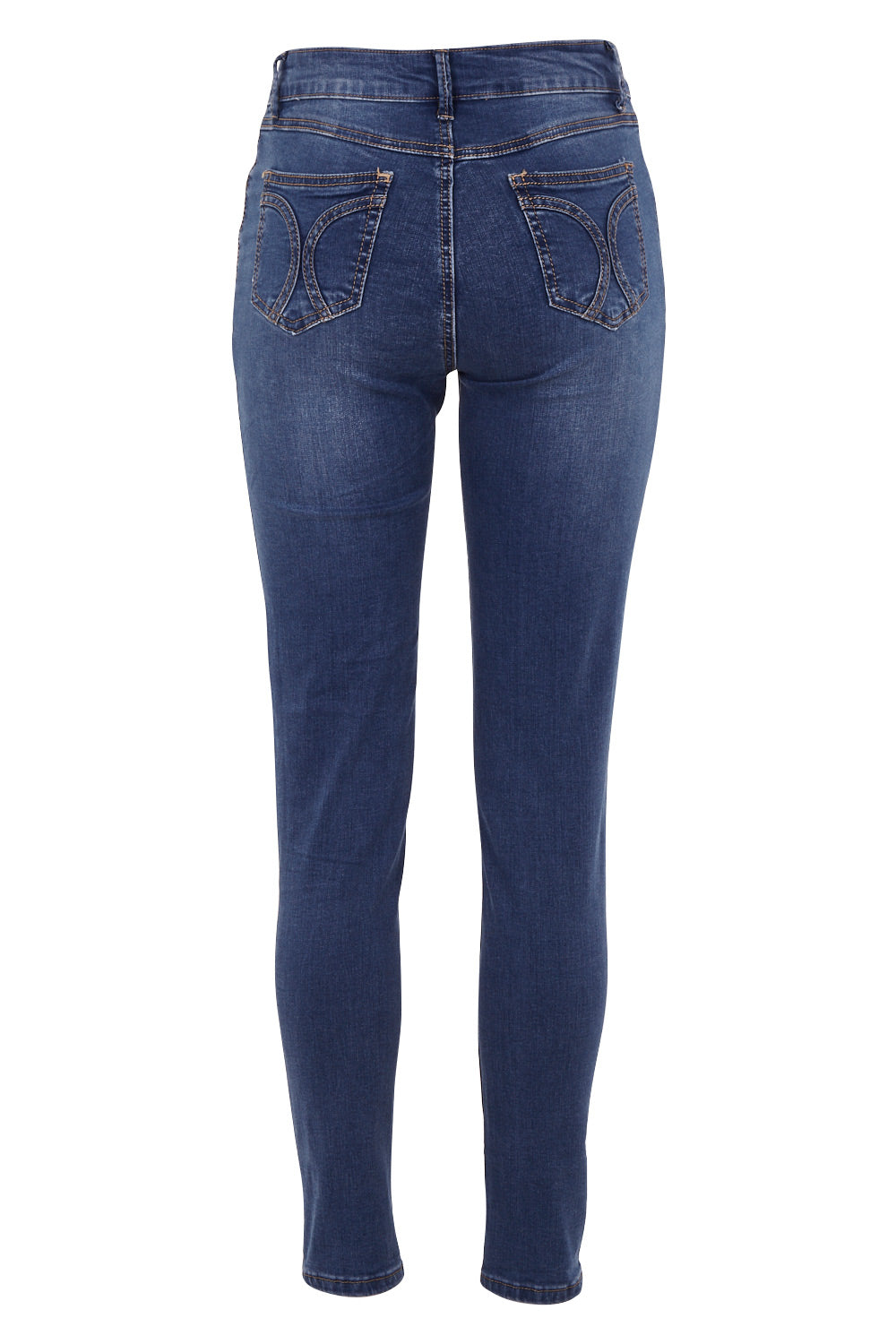 Product shot of the Rey Skinny in colour Denim (Blue), from the back