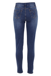 Product shot of the Rey Skinny in colour Denim (Blue), from the back