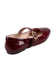 Product shot of the Bianca Leather Ballet Flat in colour Redpatent (Red), from the back