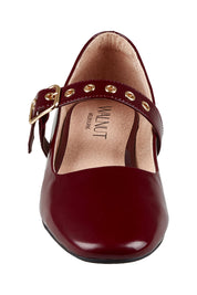 Product shot of the Bianca Leather Ballet Flat in colour Redpatent (Red), detail