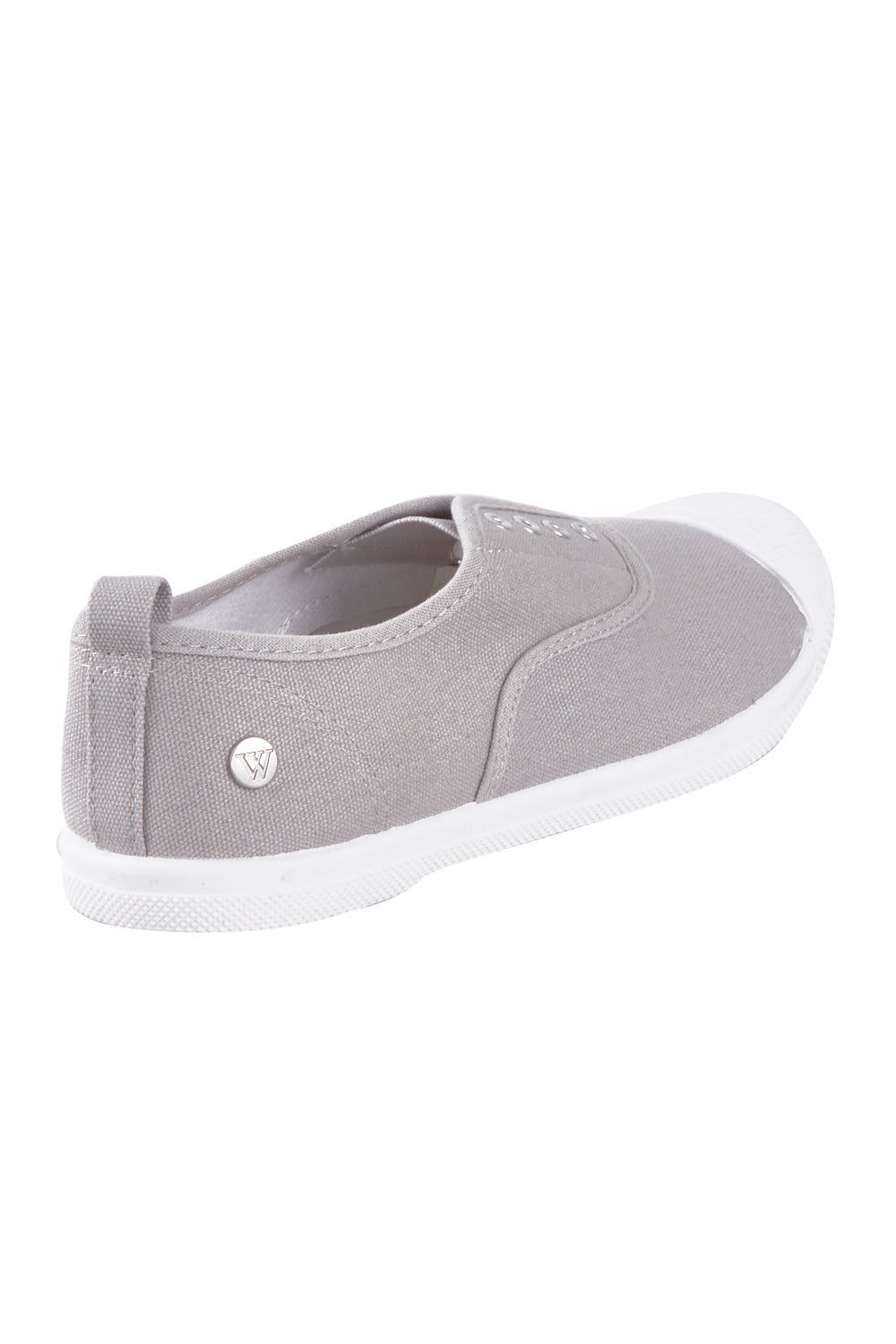 Product shot of the Euro Elastic Plimsole in colour Grey (Grey), from the back