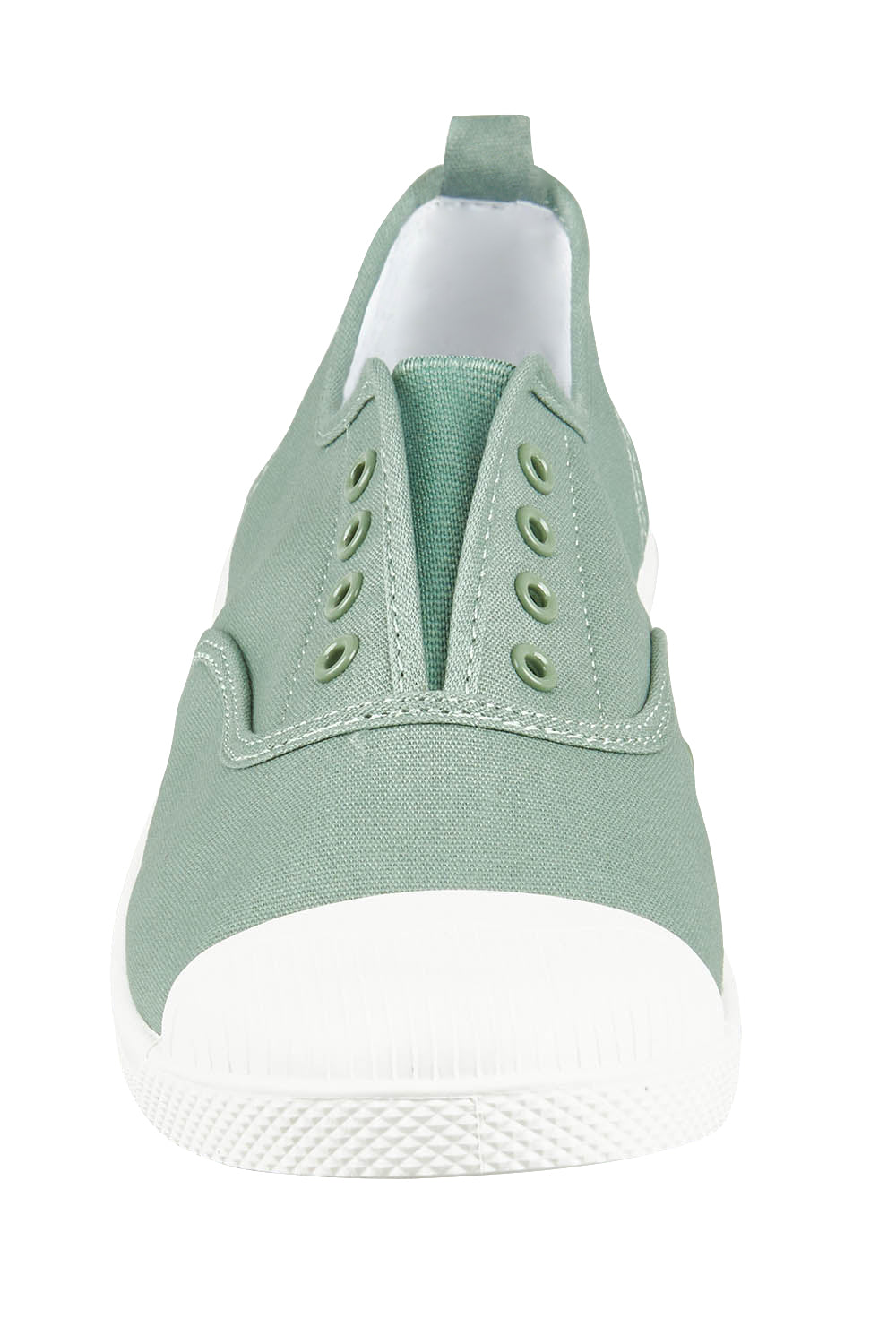 Product shot of the Euro Plimsole in colour Sage (Green), detail