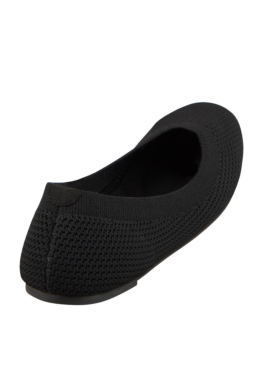 Product shot of the Eva Knit Ballet Flat - Black in colour Black, from the back