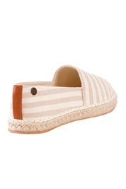 Product shot of the Georgie Stripe Espadrille in colour TaupeStri, from the back