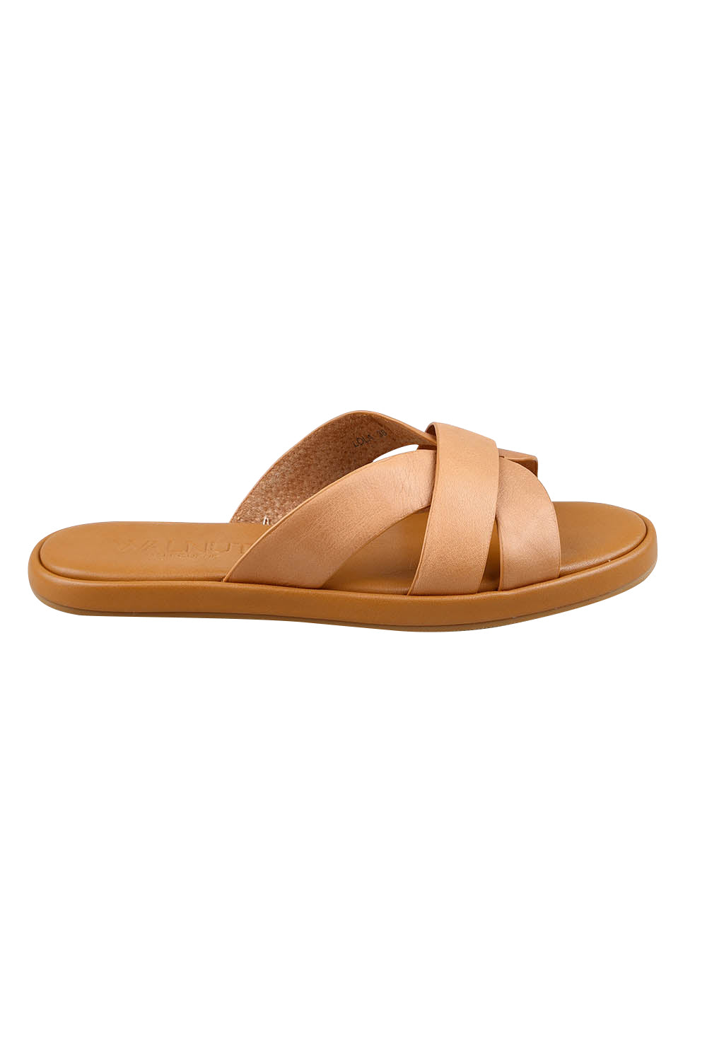 Product shot of the Lola Leather Slide in colour Cocotan (White), from the front