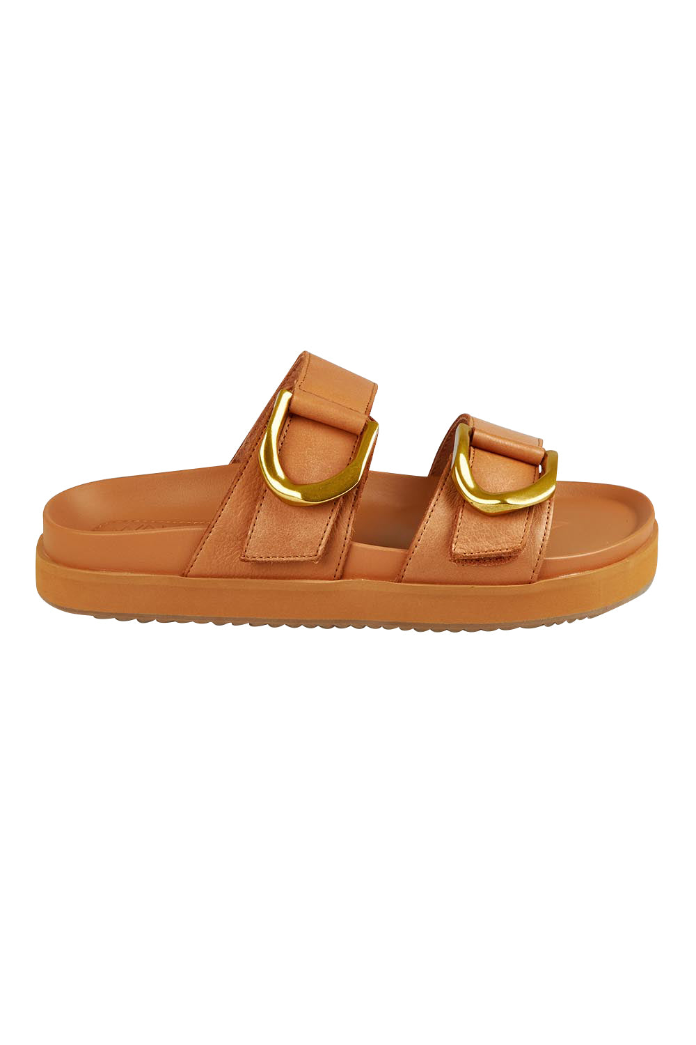Product shot of the Mint Leather Slide in colour Coconut, from the front