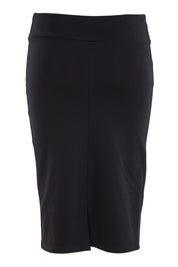 Product shot of The Ponte Knee Length Pencil Skirt in colour Black (Black), from the back