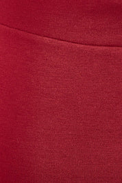 Product shot of The Ponte Knee Length Pencil Skirt in colour Pomegranat (Red), detail