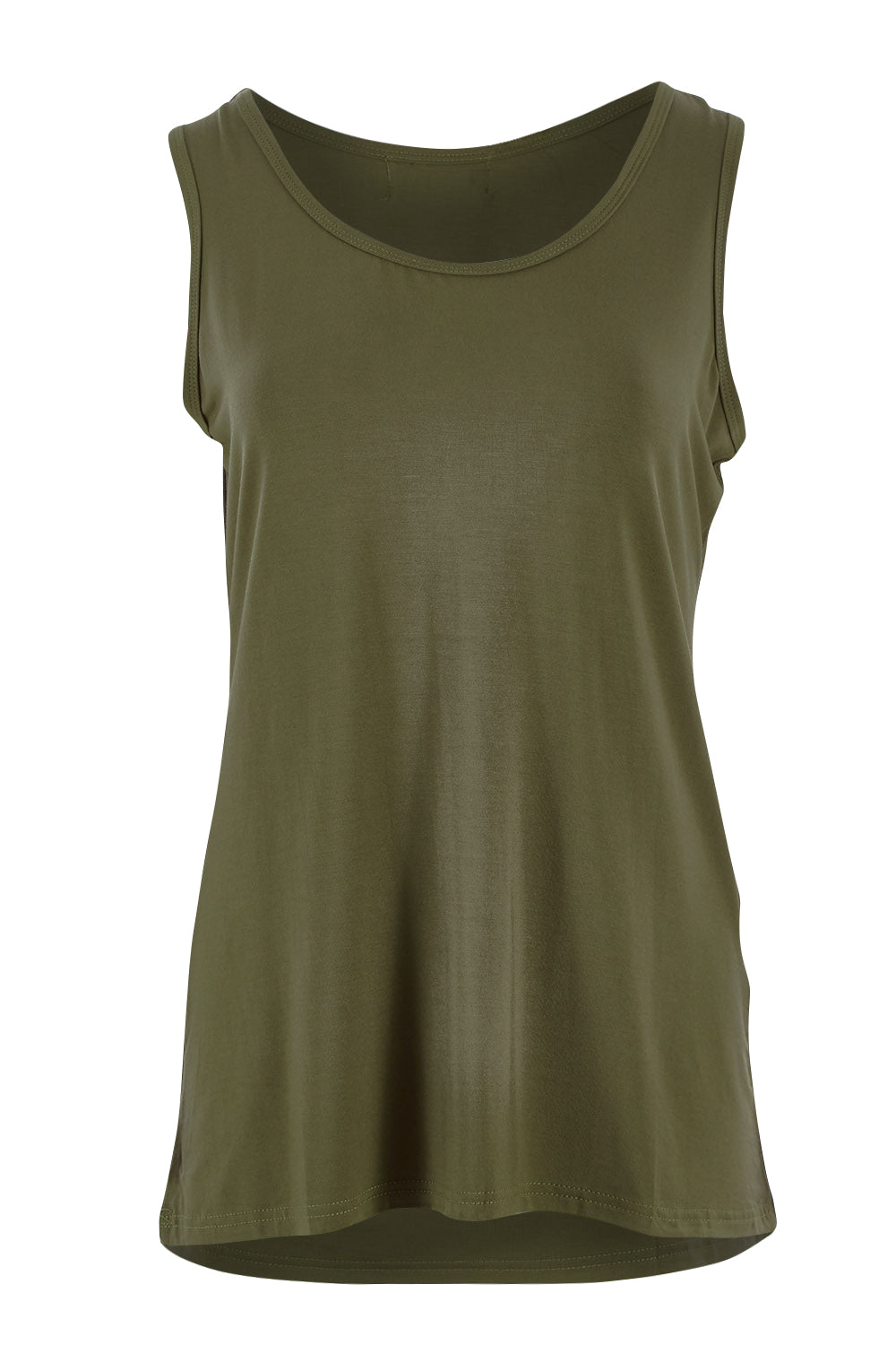 Product shot of the Drape Bamboo Cami in colour Olive (Green), from the front