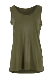 Product shot of the Drape Bamboo Cami in colour Olive (Green), from the front