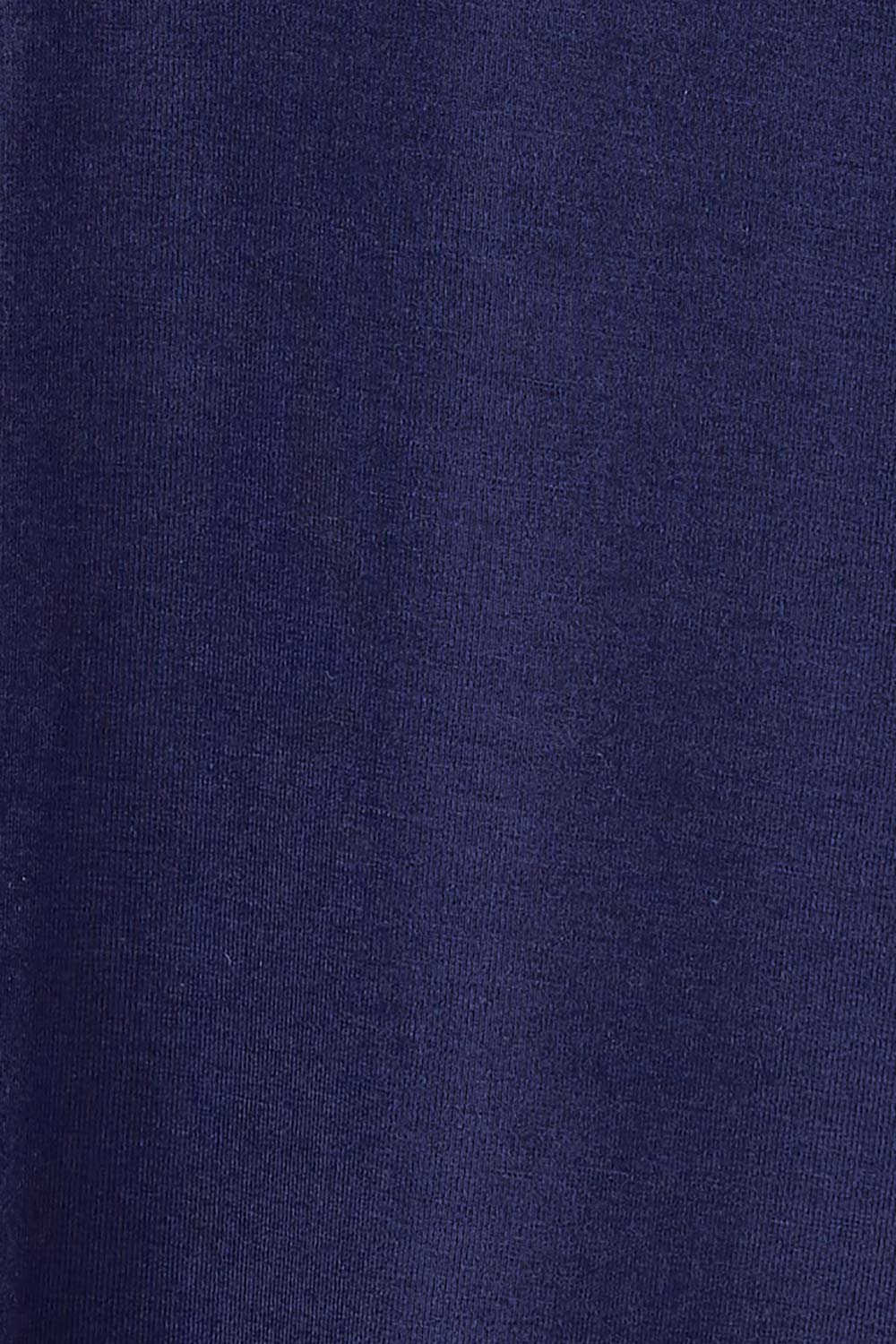 Product shot of the Zip Neck Bat Wing Tunic in colour Dnavy (Blue), detail
